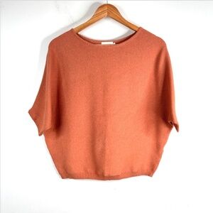 The Reset Essential Oversized Pullover S/M Dolman Sleeve Linen Ribbed Terracotta